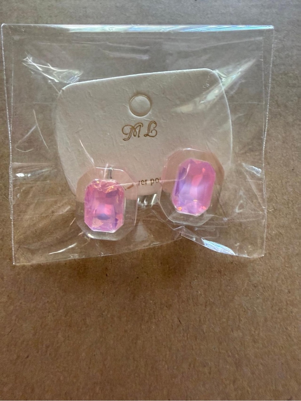 Pink Faceted Gem Stud Earrings